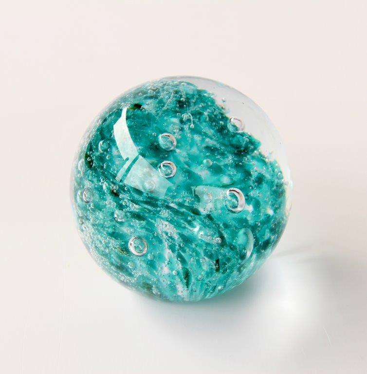Small Aqua Glass Paper Weight
